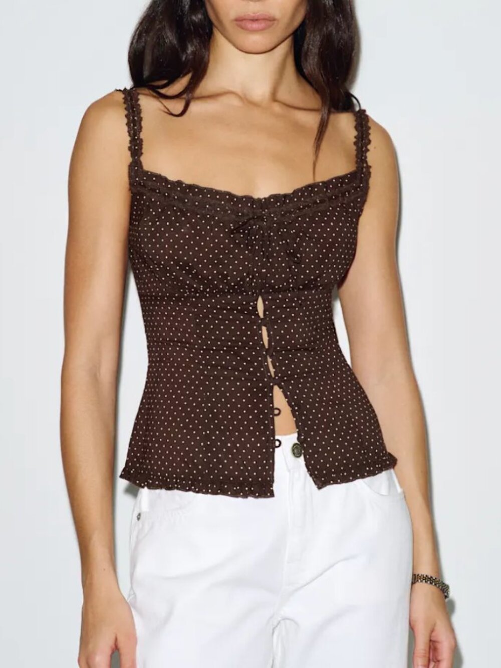 ✨ SALE Reformation Eveline Top Sz4 Pin Dot Polka Dot French Summer Cafe